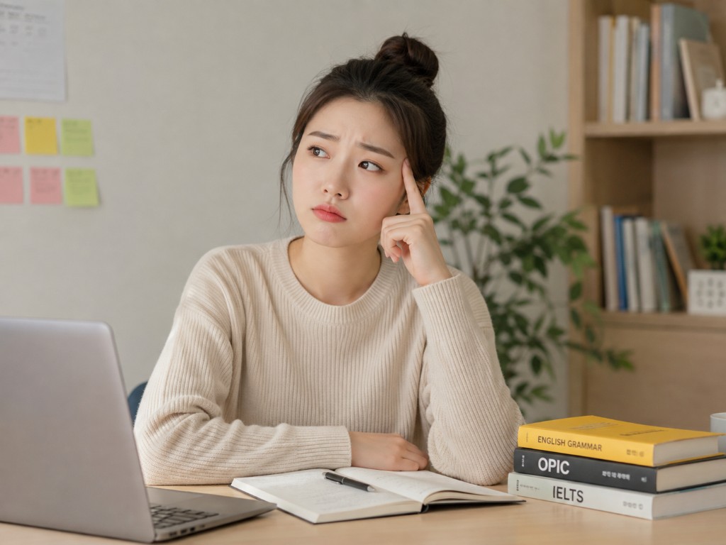 영어 학습에 집중하는 모습